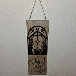 Handmade Jesus is the Reason for the Season Manger Holiday Decor Sign